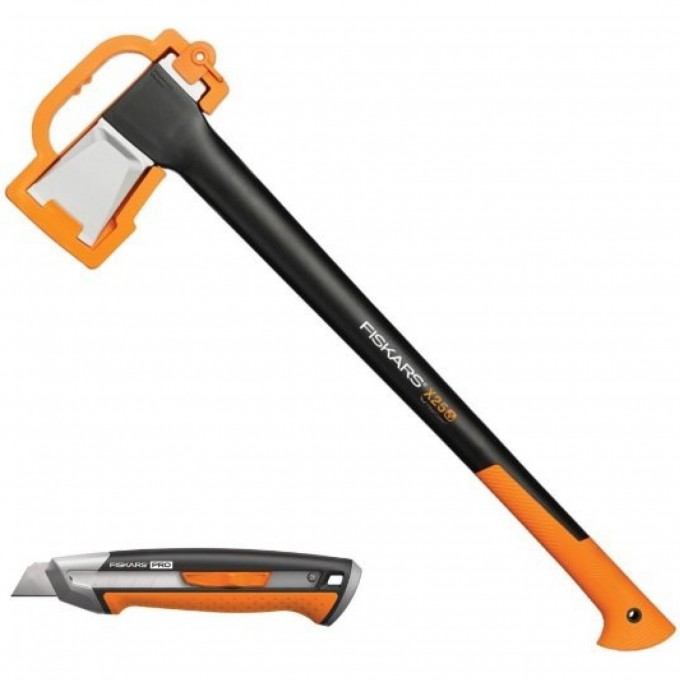 Набор FISKARS: топор Х25, строительный нож CarbonMax 1057915 Набор FISKARS: топор Х25, строительный нож CarbonMax 1057915